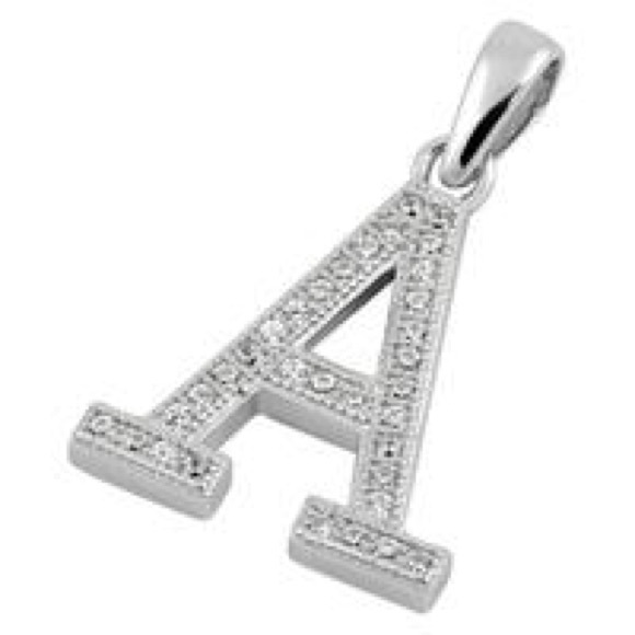 Sterling Silver 925 Letter “A” CZ Pendant Necklace - Picture 3 of 6